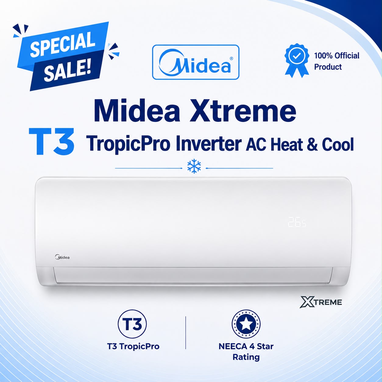 Midea MSAGB-12HRFN 1 Ton